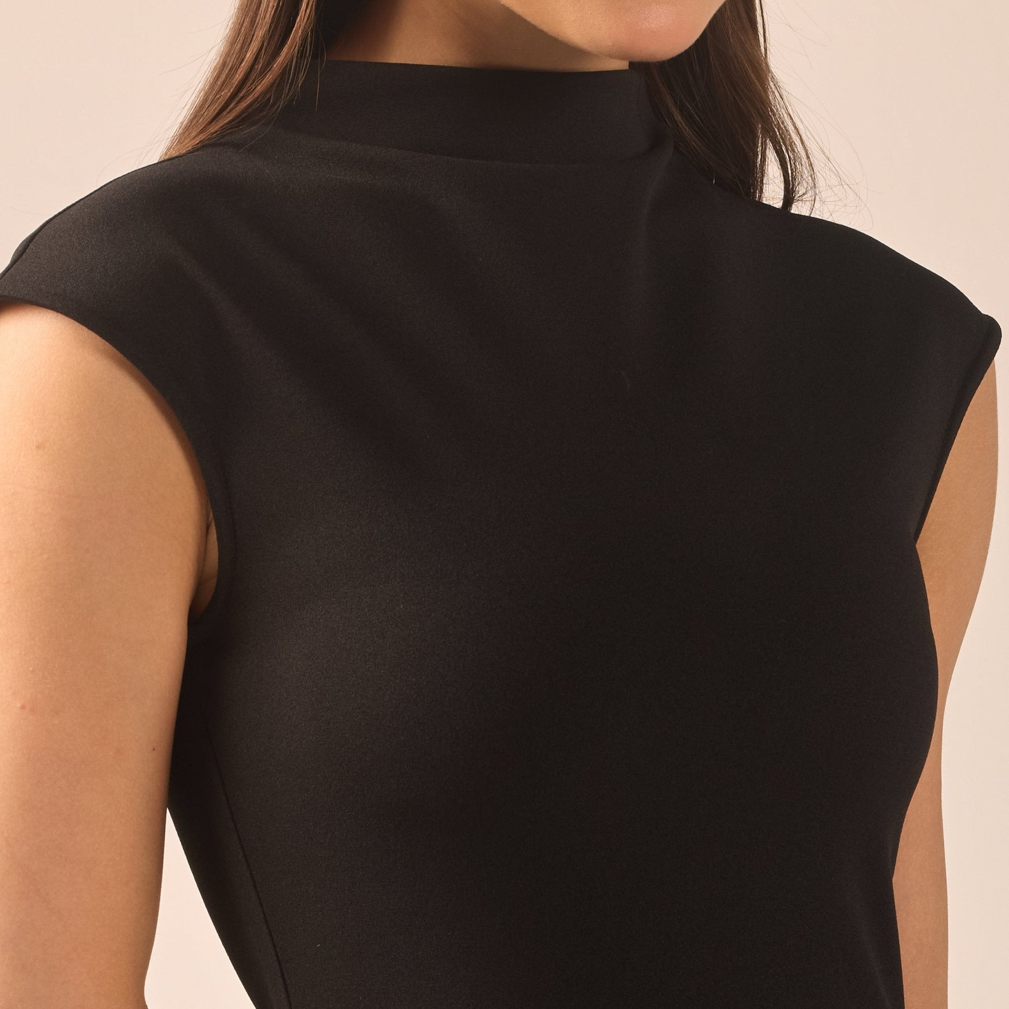 Black & White Crepe-Satin Midi Dress - shopaleena