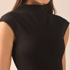 Black & White Crepe-Satin Midi Dress - shopaleena