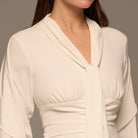 Black & White Draped Crepe Dress with Scarf - shopaleena