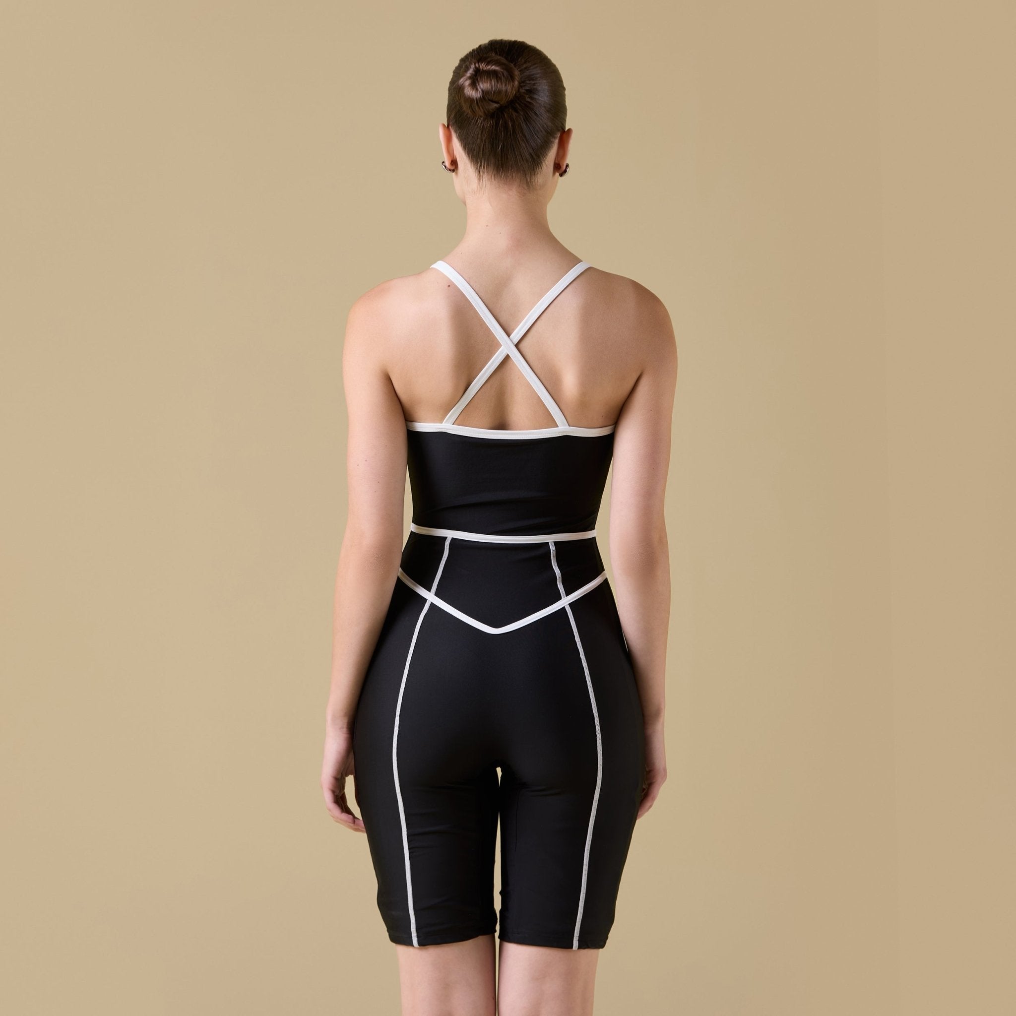 Black & White Halter Neck One Piece Swimsuit - shopaleena