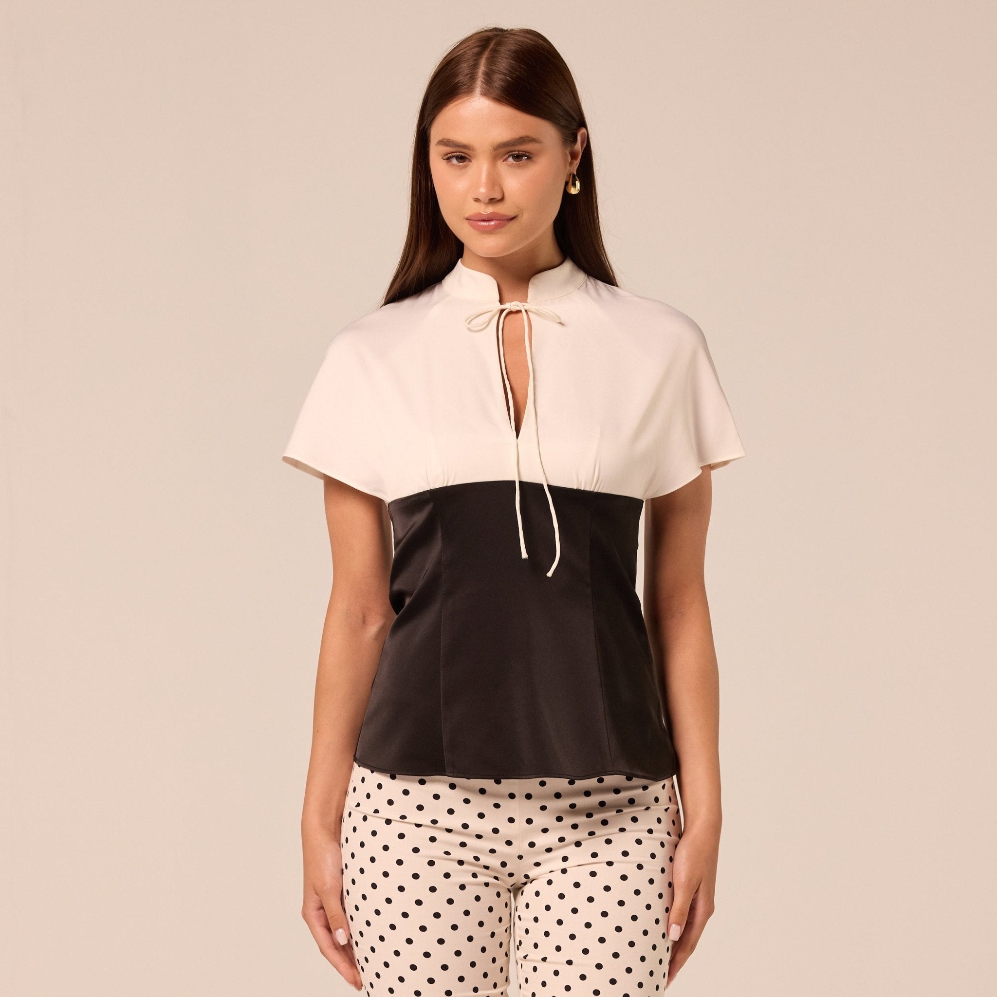 Black & White Satin Blouse - shopaleena