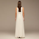 Black & White Spaghetti Straps Chiffon Maxi Dress - shopaleena