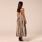 Black & White Striped Cotton Dress - shopaleena