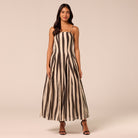 Black & White Striped Cotton Dress - shopaleena