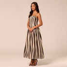 Black & White Striped Cotton Dress - shopaleena