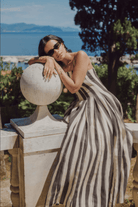 Black & White Striped Cotton Dress - shopaleena