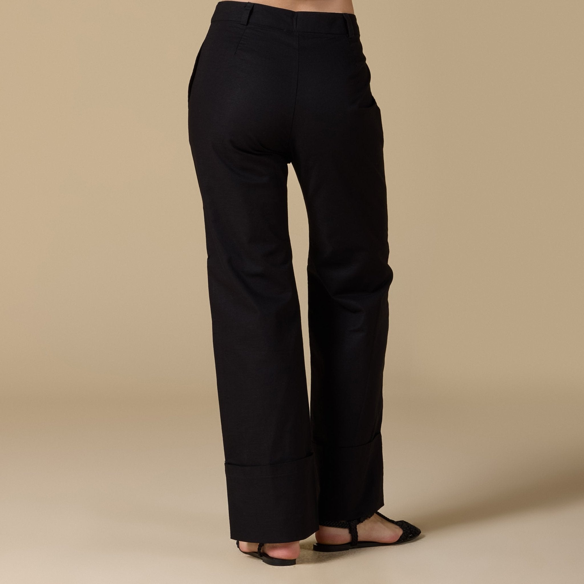 Black Wide leg linen pants - shopaleena