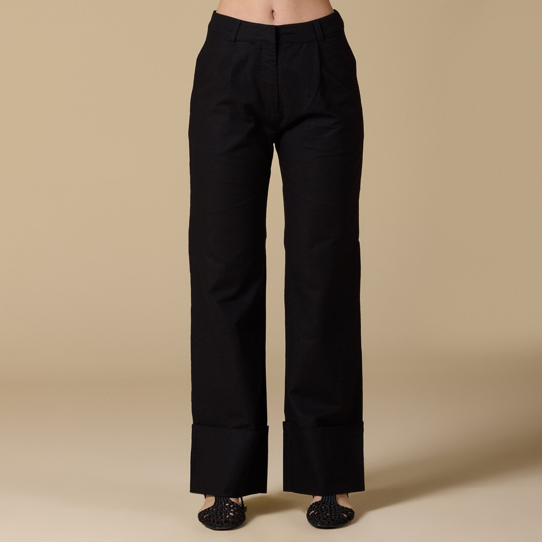Black Wide leg linen pants - shopaleena