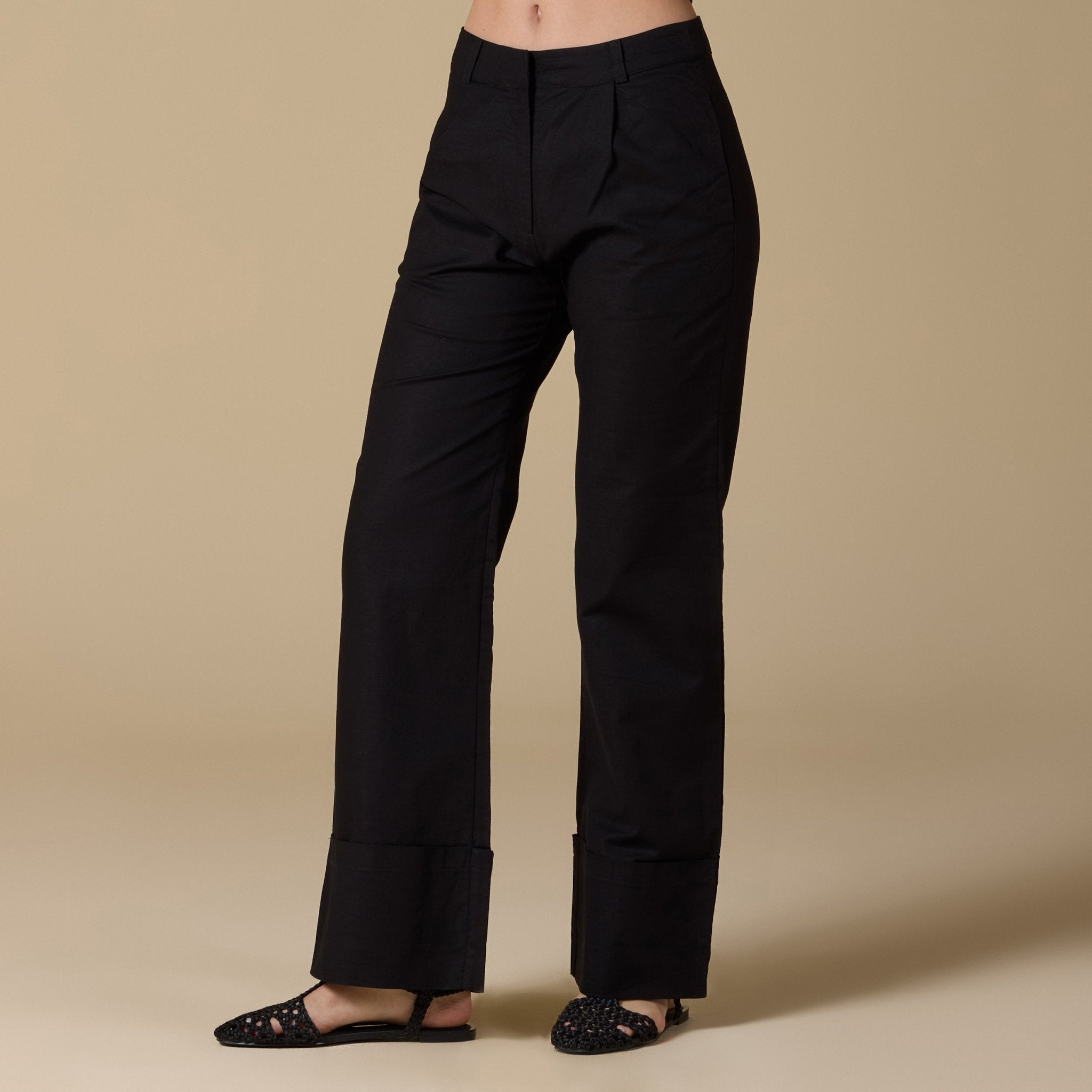 Black Wide leg linen pants - shopaleena