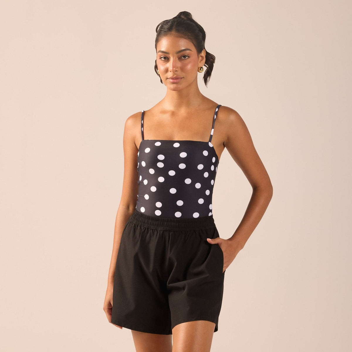 Black Wide Leg Swim Shorts - shopaleena
