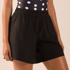 Black Wide Leg Swim Shorts - shopaleena