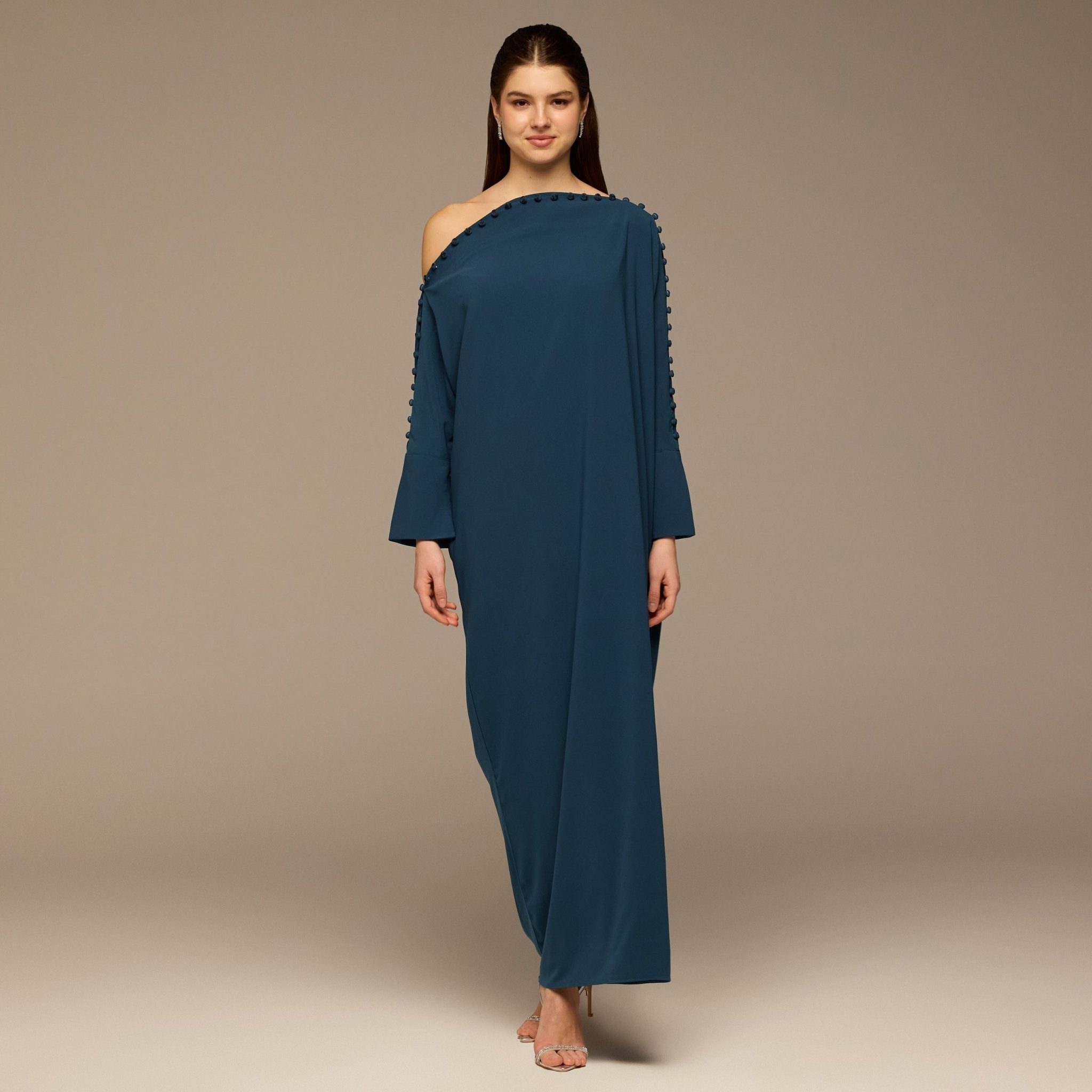 Blue Asymmetric Crepe Kaftan - shopaleena