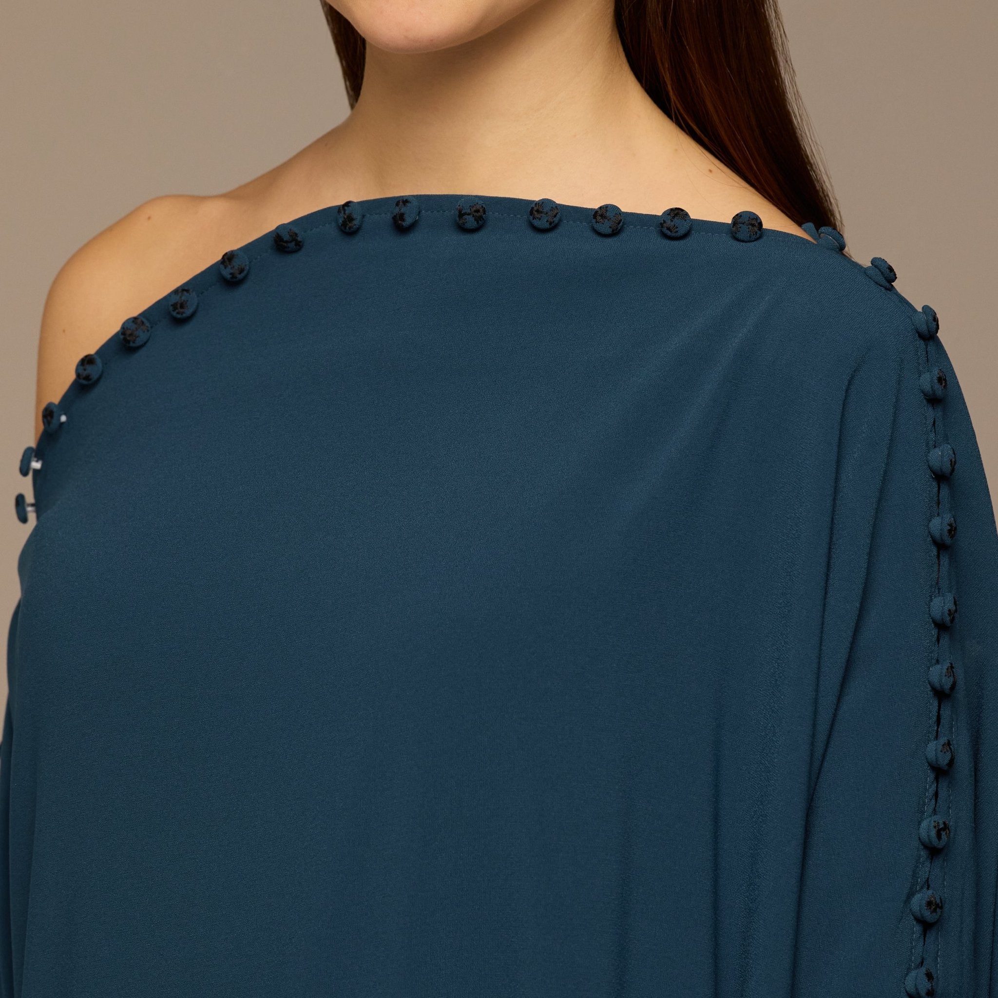 Blue Asymmetric Crepe Kaftan - shopaleena