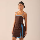Blue & Brown Swim Skirt - shopaleena