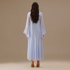 Blue Flared Long Sleeve Chiffon Maxi Dress - shopaleena