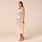 Blue Floral Print Linen Blend Dress - shopaleena
