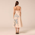 Blue Floral Print Linen Blend Dress - shopaleena
