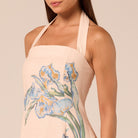 Blue Floral Print Linen Blend Dress - shopaleena