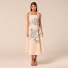 Blue Floral Print Linen Blend Dress - shopaleena