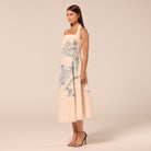 Blue Floral Print Linen Blend Dress - shopaleena