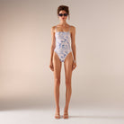 Blue Floral Print Swimsuit - shopaleena