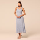 Blue Halter Neck Sequin Midi Dress - shopaleena