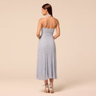 Blue Halter Neck Sequin Midi Dress - shopaleena