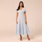 Blue Kimono Sleeve Linen Dress - shopaleena