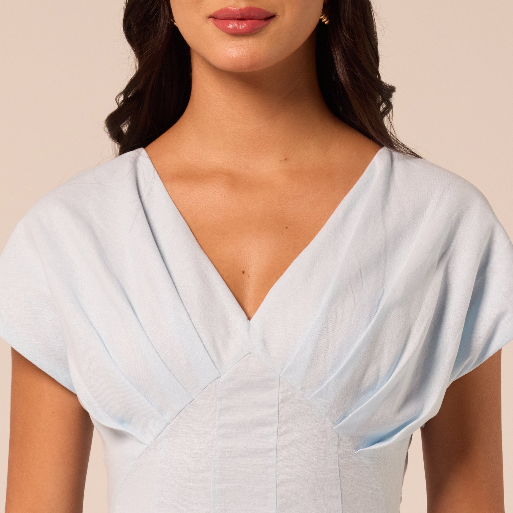 Blue Kimono Sleeve Linen Dress - shopaleena