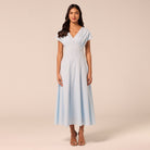 Blue Kimono Sleeve Linen Dress - shopaleena