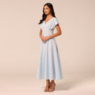 Blue Kimono Sleeve Linen Dress - shopaleena