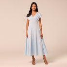 Blue Kimono Sleeve Linen Dress - shopaleena