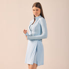 Blue Long Sleeve Front Zipper Swim Top - shopaleena