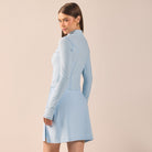 Blue Long Sleeve Front Zipper Swim Top - shopaleena
