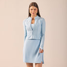 Blue Long Sleeve Front Zipper Swim Top - shopaleena