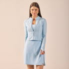Blue Long Sleeve Front Zipper Swim Top - shopaleena