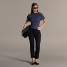 Blue Off shoulder Fitted Top - shopaleena