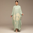 Blue Printed Satin Kaftan - shopaleena