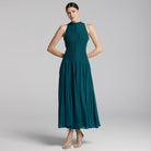 Blue Sleeveless Godet Maxi Dress - shopaleena