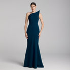 Blue Strapless Mermaid Crepe Maxi Dress - shopaleena