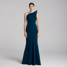 Blue Strapless Mermaid Crepe Maxi Dress - shopaleena