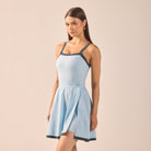 Blue Swim Skirt with Grey Trim - shopaleena