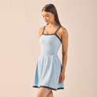 Blue Swim Skirt with Grey Trim - shopaleena