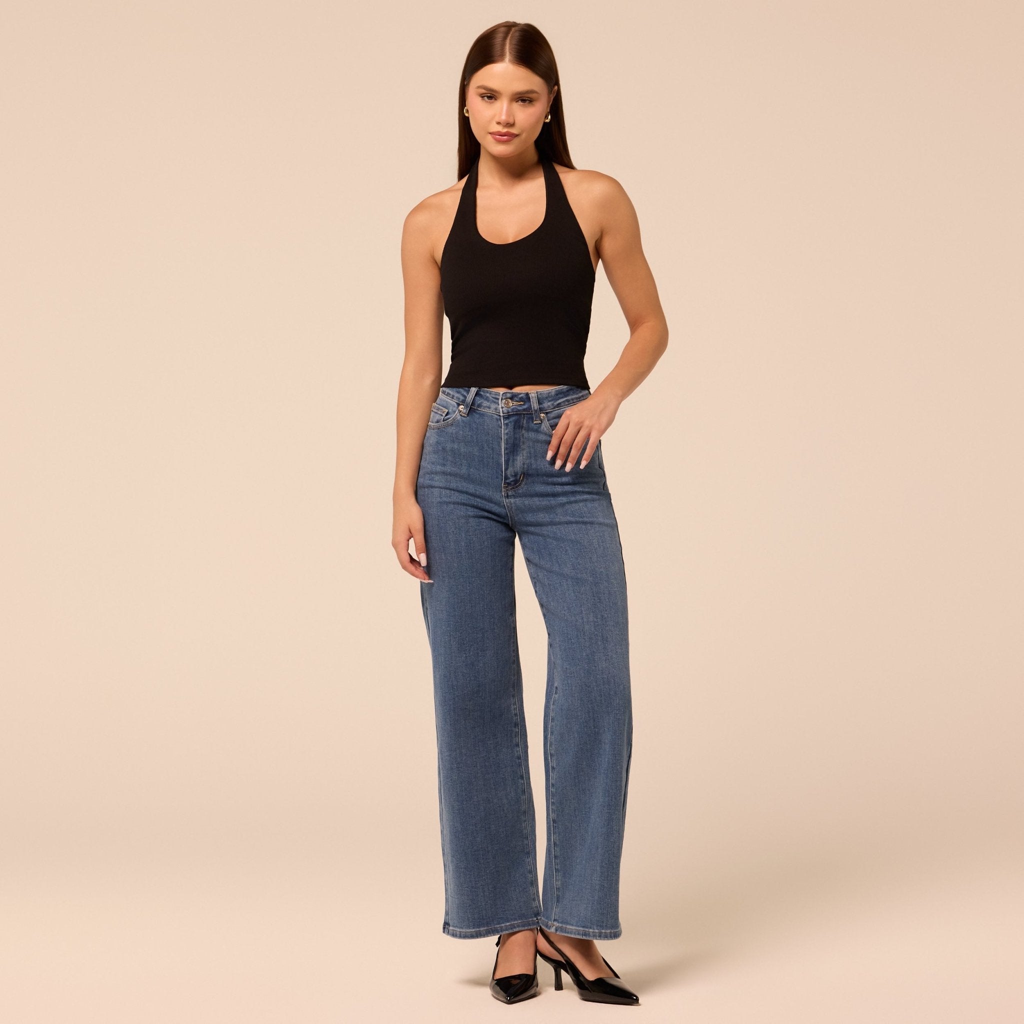 Blue Wide Leg Jeans - shopaleena