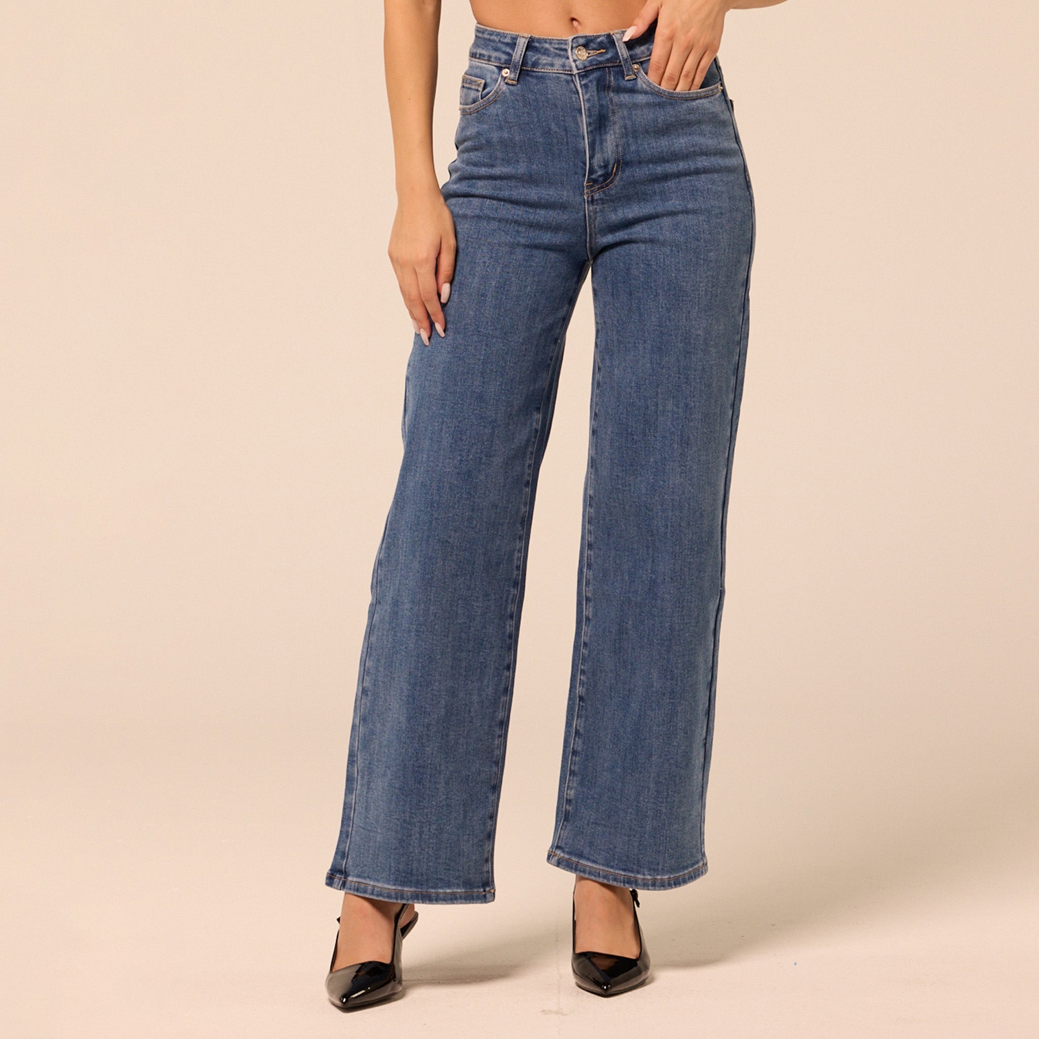 Blue Wide Leg Jeans - shopaleena