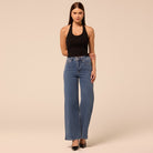 Blue Wide Leg Jeans - shopaleena