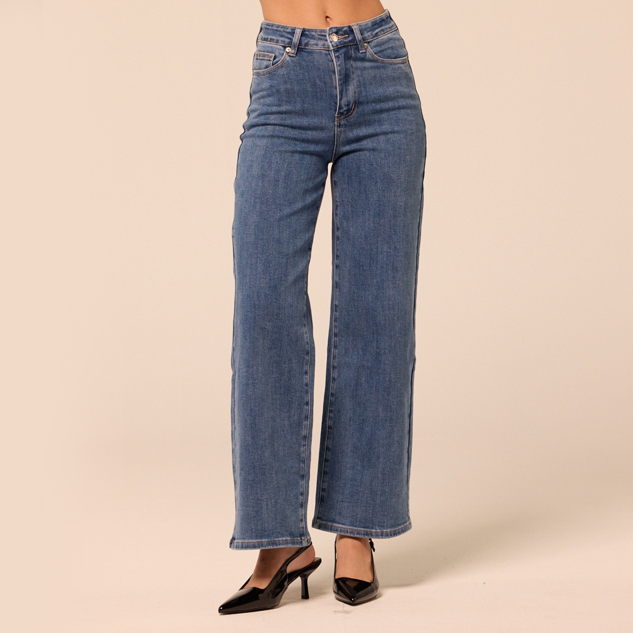 Blue Wide Leg Jeans - shopaleena