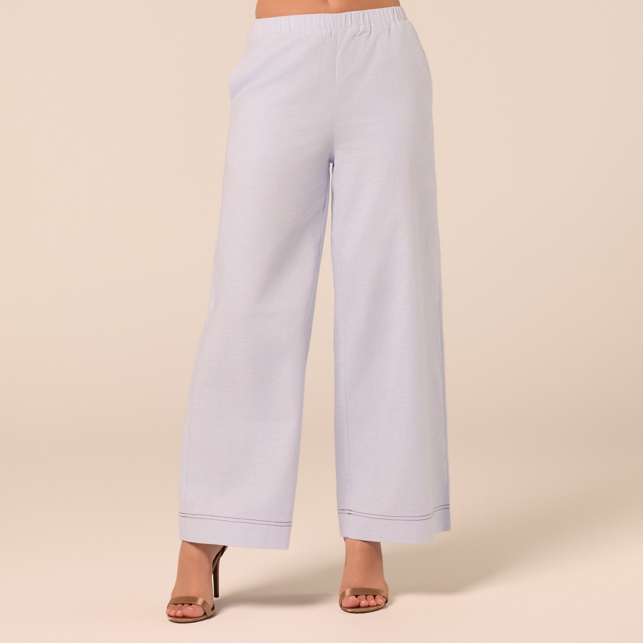Blue Wide Leg Pants with Contrast Stitching - shopaleena