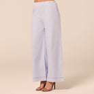 Blue Wide Leg Pants with Contrast Stitching - shopaleena