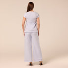 Blue Wide Leg Pants with Contrast Stitching - shopaleena